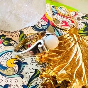 James Avery Pearl Solitaire Ring Sterling Silver Retired Size 7